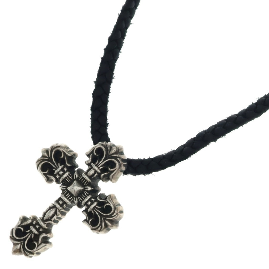 CHROME HEARTS(クロムハーツ) FILIG CROSS-XSM LB フィリグリークロスXS wレザーブレイド ネックレス シルバー -