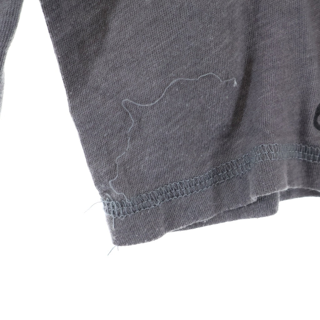 CHROME HEARTS(クロムハーツ) OLD CH CEMETARY CROSS L/S TEE セメタリークロス 両面プリント コットン ヘンリーネック 七分袖Tシャツ 長袖カットソー グレー
