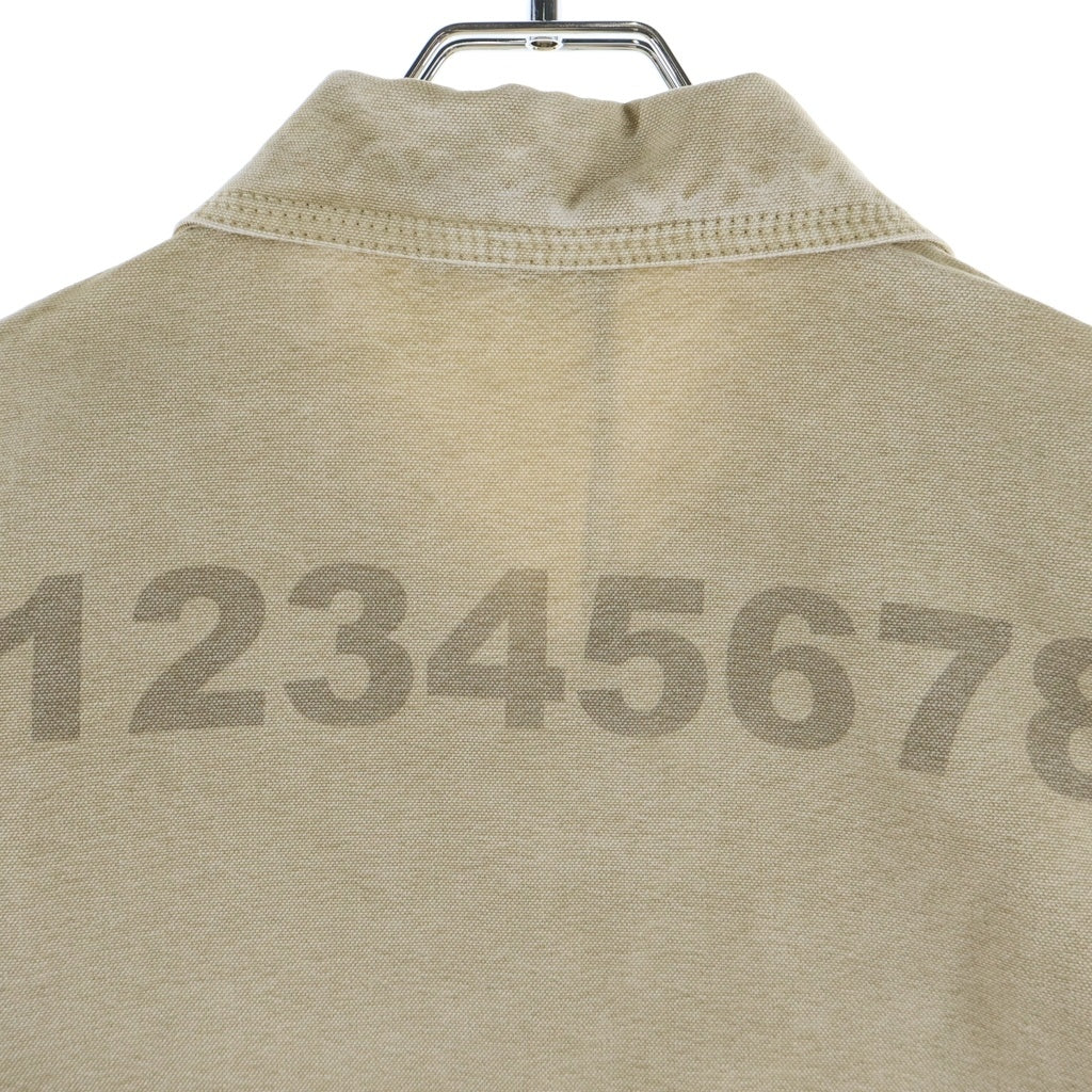 NO BRAND(ノーブランド) 【NUMERI】 Work Jacket ワークジャケット バックプリント ベージュ JJ4