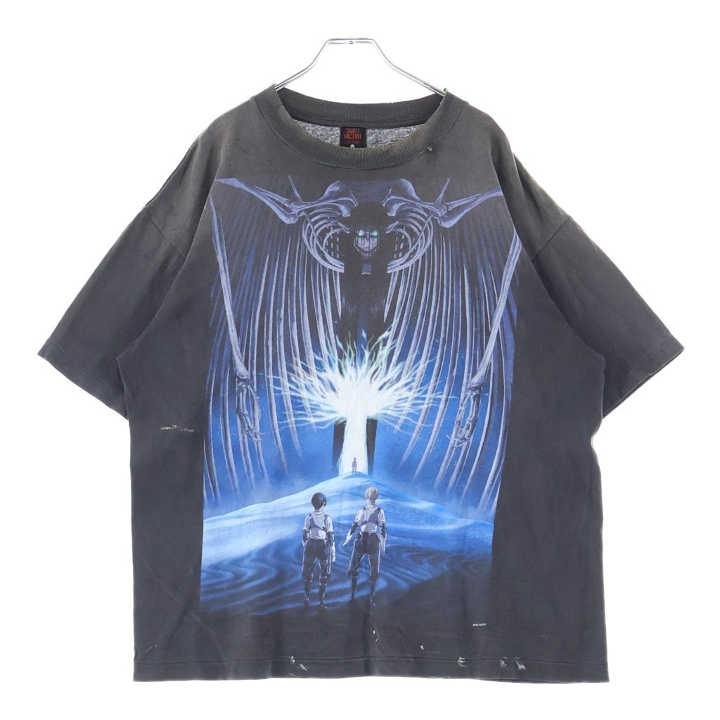 SAINT MICHAEL(セントマイケル) 26SS×進撃の巨人 AOT_SS TEE/ATTACK ON TITAN ヴィンテージ加工 プリントTシャツ 半袖カットソー ブラック SM-MK8-0000-C77