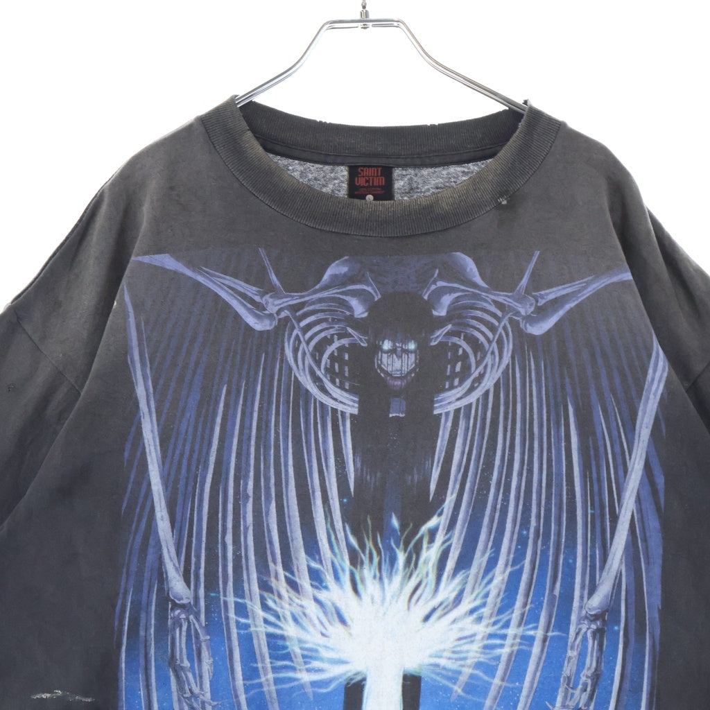 SAINT MICHAEL(セントマイケル) 26SS×進撃の巨人 AOT_SS TEE/ATTACK ON TITAN ヴィンテージ加工 プリントTシャツ 半袖カットソー ブラック SM-MK8-0000-C77