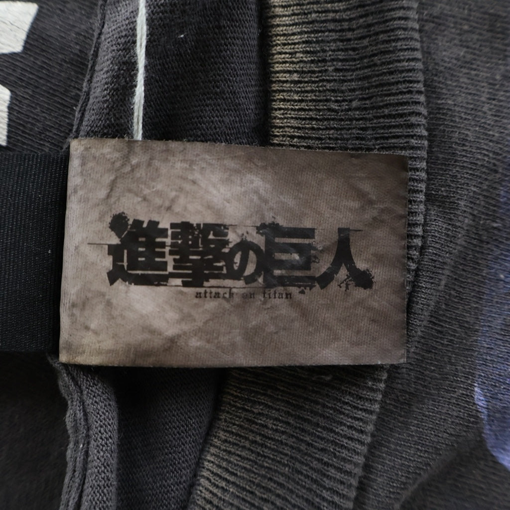 SAINT MICHAEL(セントマイケル) 26SS×進撃の巨人 AOT_SS TEE/ATTACK ON TITAN ヴィンテージ加工 プリントTシャツ 半袖カットソー ブラック SM-MK8-0000-C77