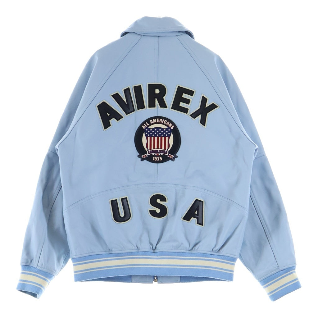 AVIREX(アヴィレックス) LIGHT SIGNATURE VARSITY JACKET ライト シグネチャー バーシティレザージャケット ライトブルー 783-4950016