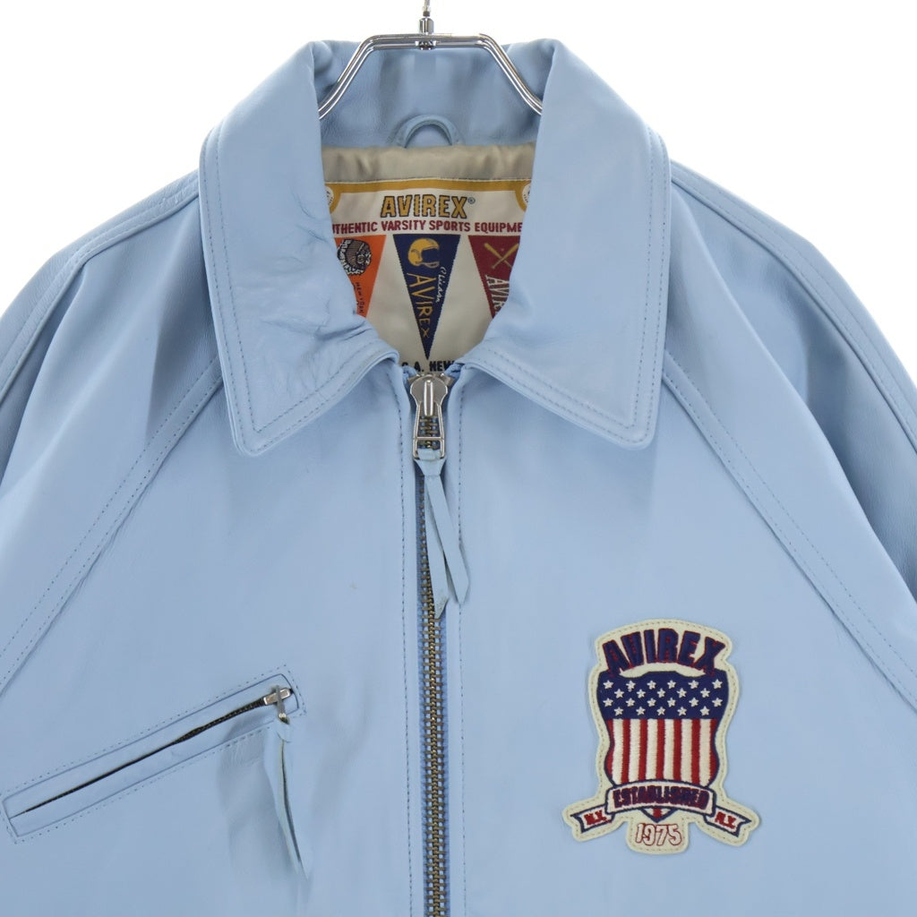 AVIREX(アヴィレックス) LIGHT SIGNATURE VARSITY JACKET ライト シグネチャー バーシティレザージャケット ライトブルー 783-4950016