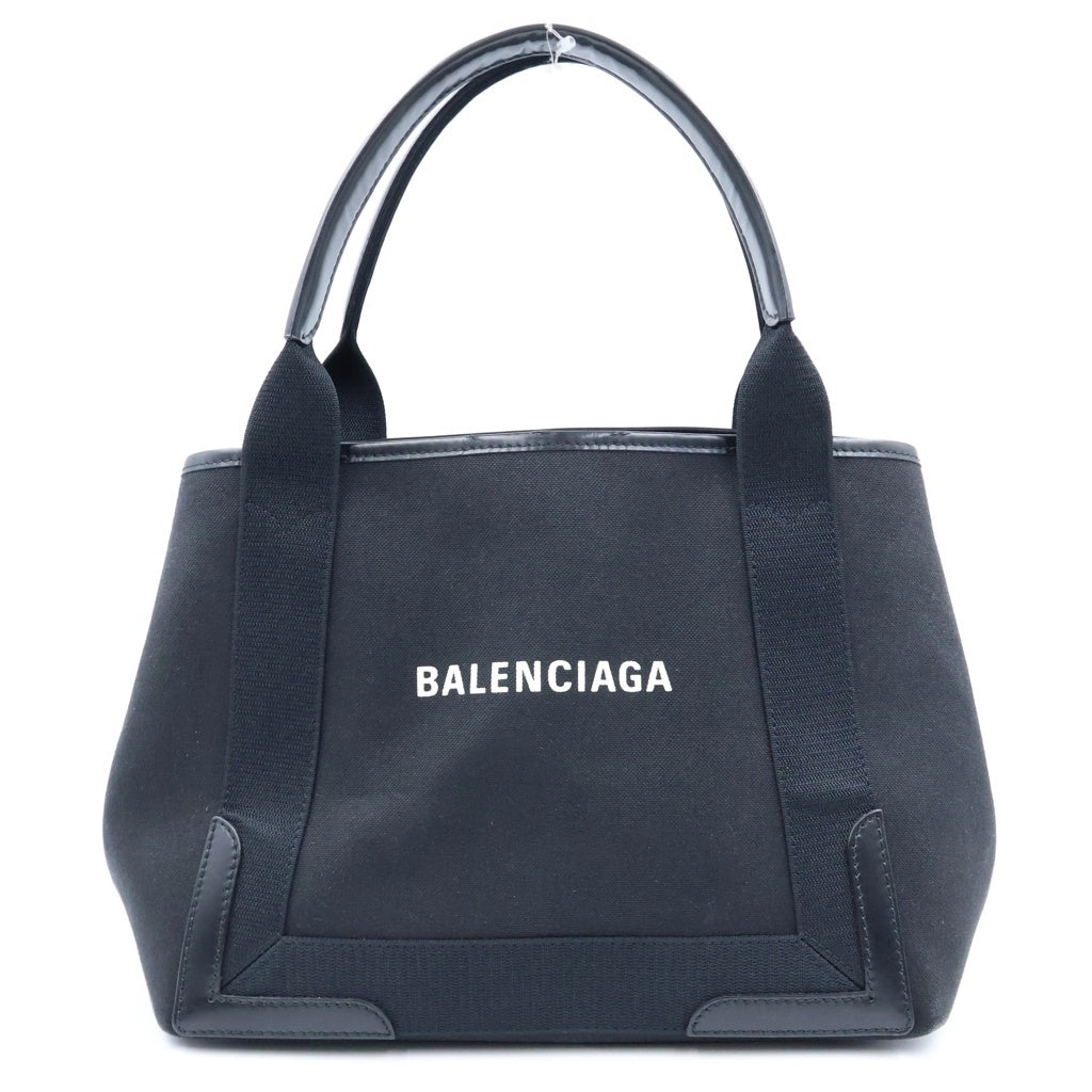 BALENCIAGA(バレンシアガ) ネイビーカバス トートバッグ ハンドバッグ ブラック キャンバス レザー ポーチ付 339933 1000 S 002123 レディース