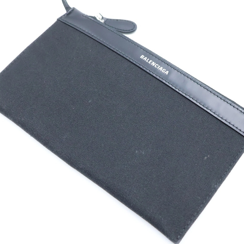 BALENCIAGA(バレンシアガ) ネイビーカバス トートバッグ ハンドバッグ ブラック キャンバス レザー ポーチ付 339933 1000 S 002123 レディース