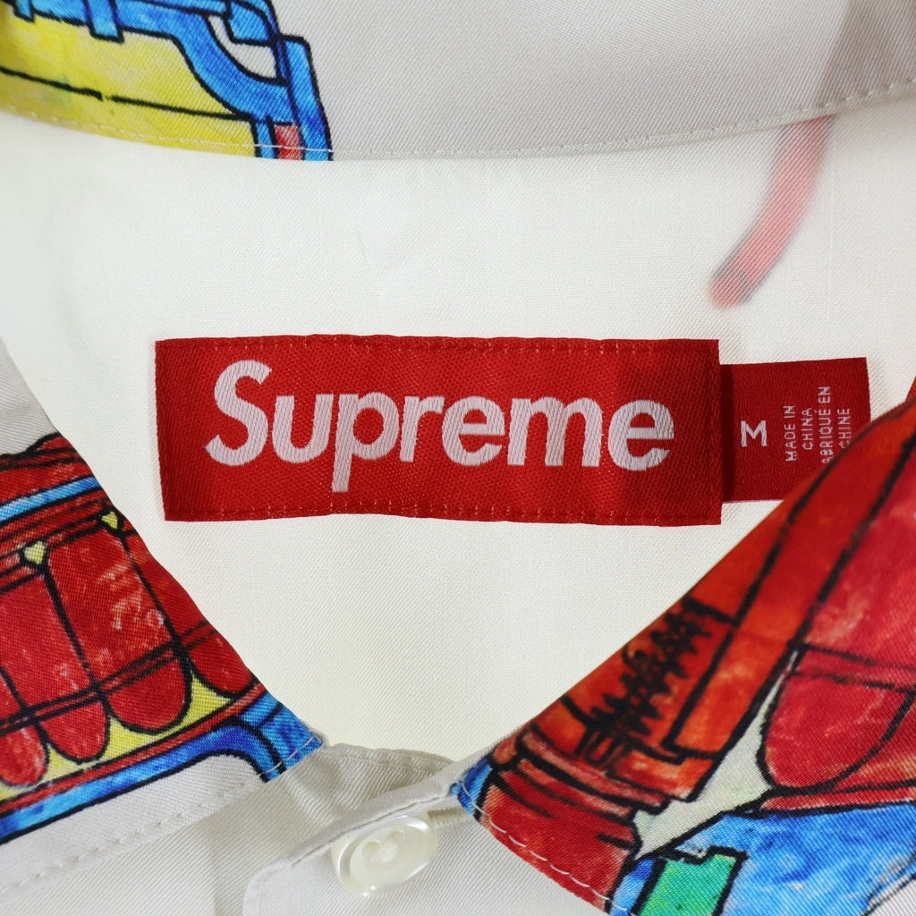 SUPREME(シュプリーム) 26SS Guns Silk S/S Shirt ガンズ 総柄半袖シルクシャツ ホワイト
