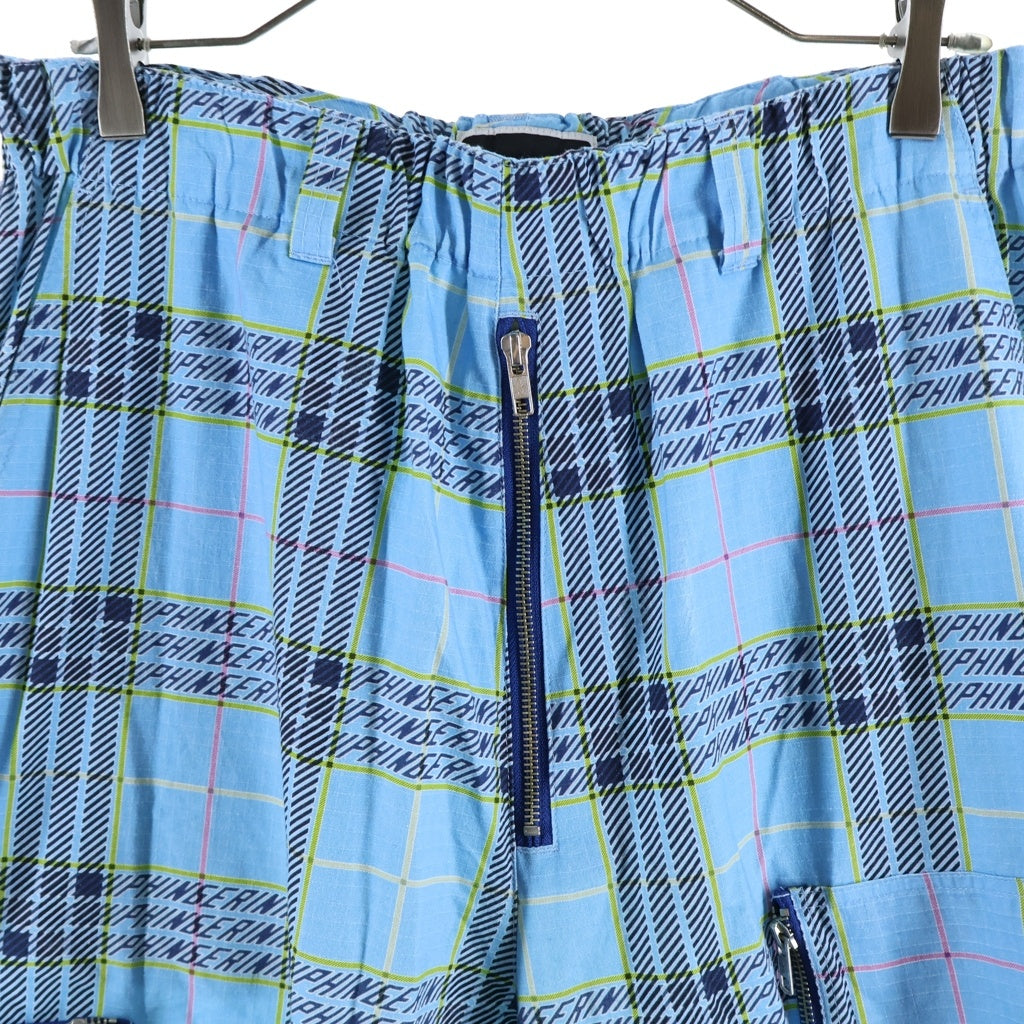 PHINGERIN(フィンガリン) RIPSTOP FLIGHT PANTS ORIGINAL PLAID イージーウエスト リップストップ フライトパンツ チェック柄 ブルー PD-252-BT-082