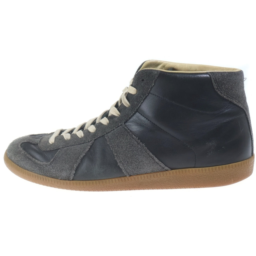 Maison Margiela(メゾンマルジェラ) Replica レプリカ ジャーマントレーナー レザーハイカットスニーカー ブラック/グレー