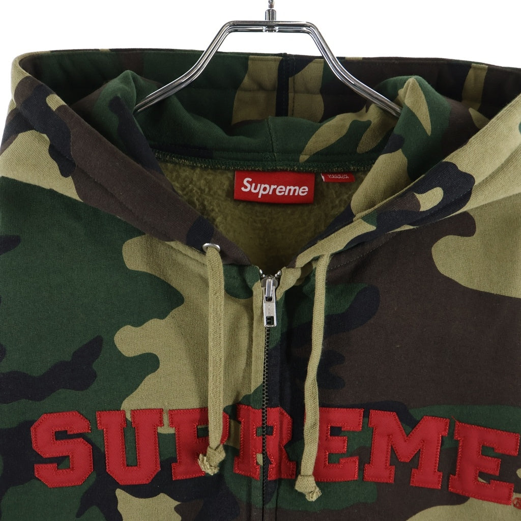 SUPREME(シュプリーム) 25AW Collegiate Applique Zip Up Hooded Sweatshirt アーチロゴ ジップアップパーカー フーディー カモ 迷彩 カーキ/ブラウン