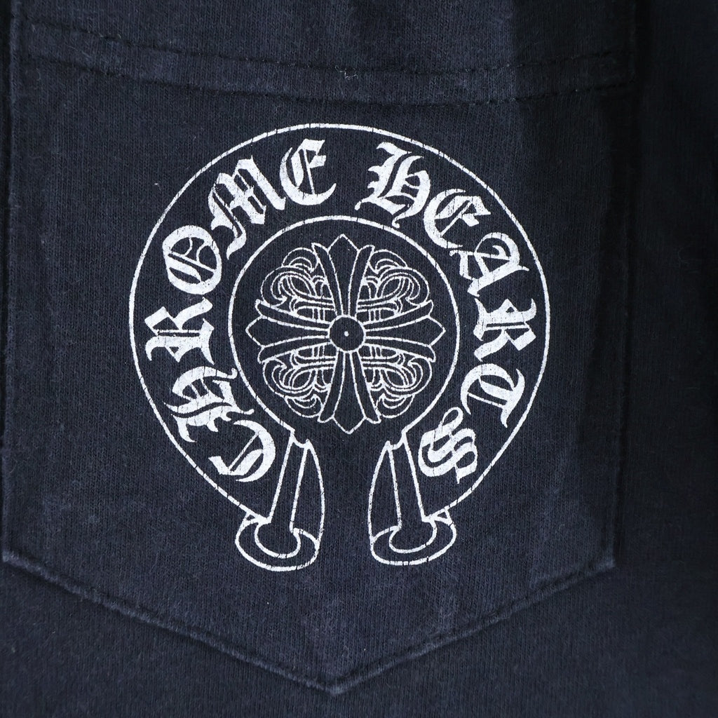 CHROME HEARTS(クロムハーツ) OLD アームロゴ バックホースシュープリント 長袖Tシャツ ロングスリーブカットソー ブラック