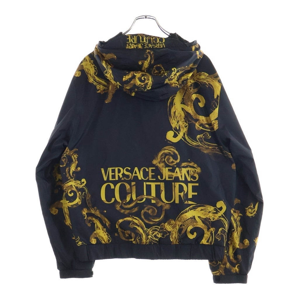 VERSACE(ヴェルサーチ) バロッコ柄 ナイロンフーデッドジャケット ブラック/ゴールド 76GAS406