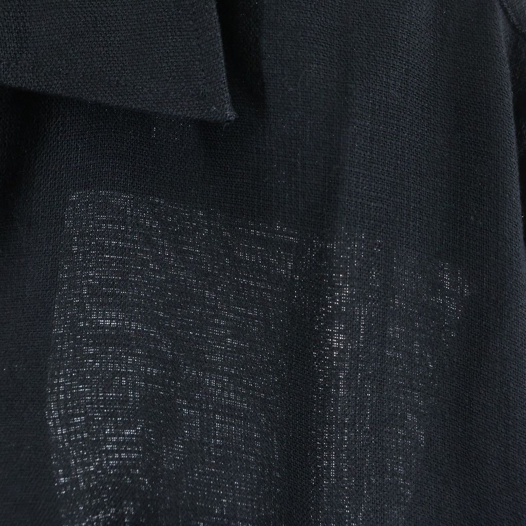 VINTAGE(ヴィンテージ) 60s Rayon Shirt レーヨンシャツ 長袖シャツ フロント刺繍 胸ポケット ブラック