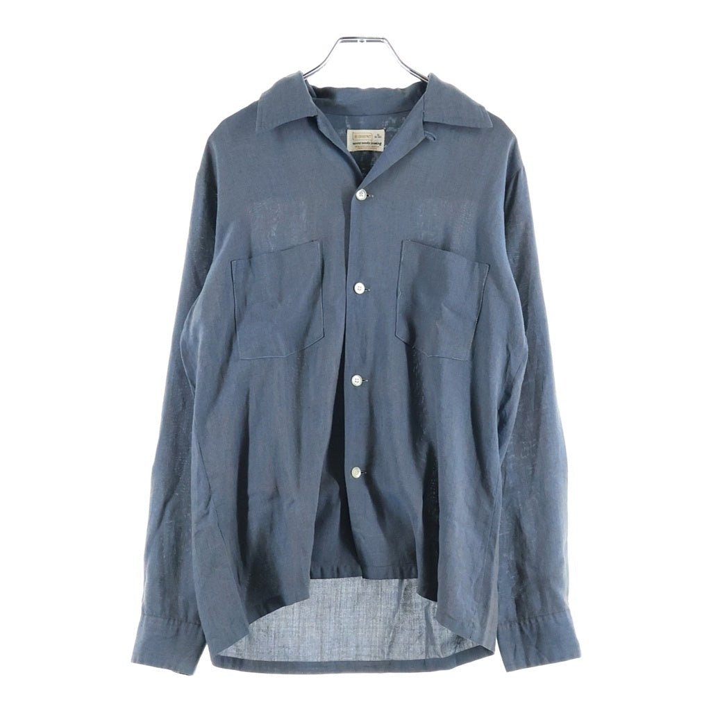VINTAGE(ヴィンテージ) 60s Rayon Shirt レーヨンシャツ 長袖シャツ 胸ポケット ブルー