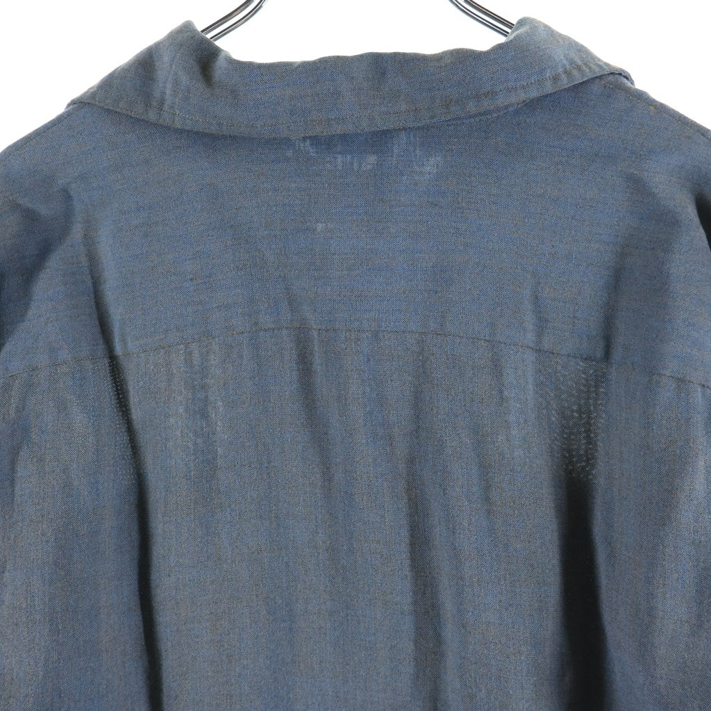 VINTAGE(ヴィンテージ) 60s Rayon Shirt レーヨンシャツ 長袖シャツ 胸ポケット ブルー