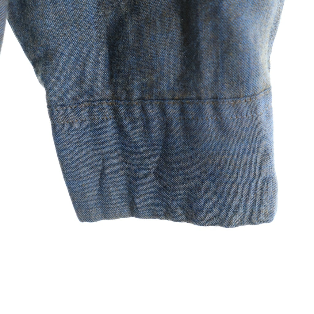 VINTAGE(ヴィンテージ) 60s Rayon Shirt レーヨンシャツ 長袖シャツ 胸ポケット ブルー