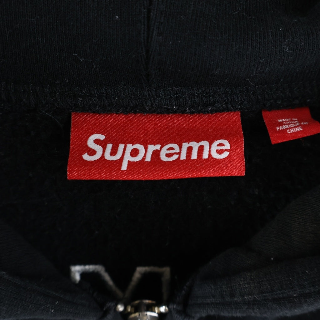 SUPREME(シュプリーム) 26SS Warrios Applique Zip Up Hooded Sweat Shirt ウォリアーズ アプリケ ジップアップ フーデッド スウェット パーカー ブラック