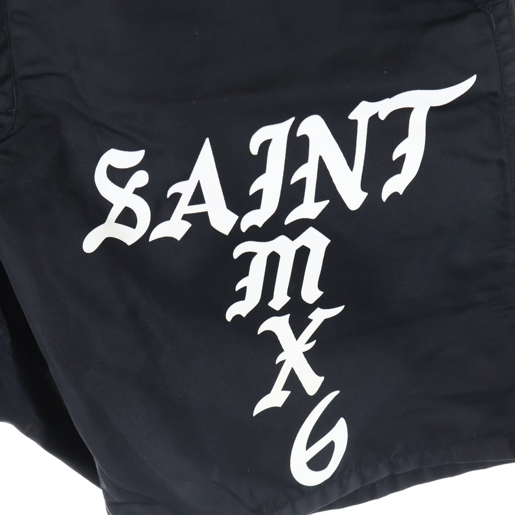 SAINT MICHAEL(セントマイケル) 23SS SWIMMING SHORT ロゴプリント ナイロン スウィムショーツ ハーフパンツ ブラック SM-S23-0000-065
