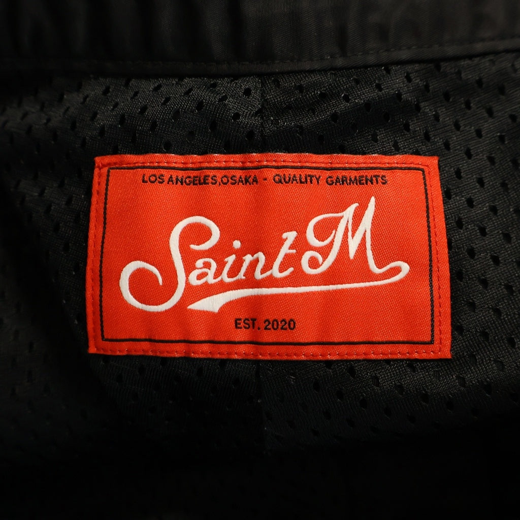 SAINT MICHAEL(セントマイケル) 23SS SWIMMING SHORT ロゴプリント ナイロン スウィムショーツ ハーフパンツ ブラック SM-S23-0000-065