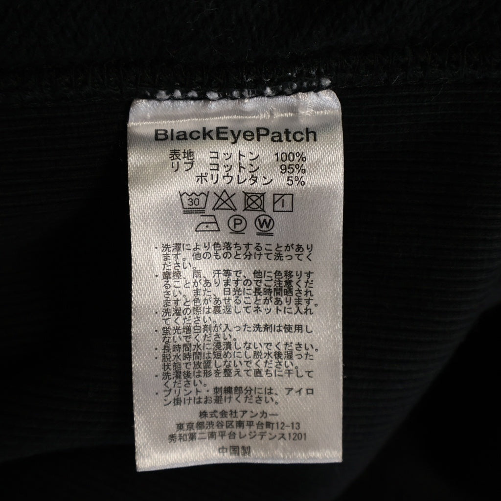 THE BLACK EYE PATCH(ブラックアイパッチ) 取扱注意 LABEL HOODIE SWEATSHIRT ラベル プルオーバーパーカー フーディー ブラック