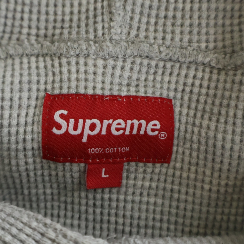 SUPREME(シュプリーム) 16AW Hooded Waffle Thermal ワッフル サーマル プルオーバーパーカー グレー
