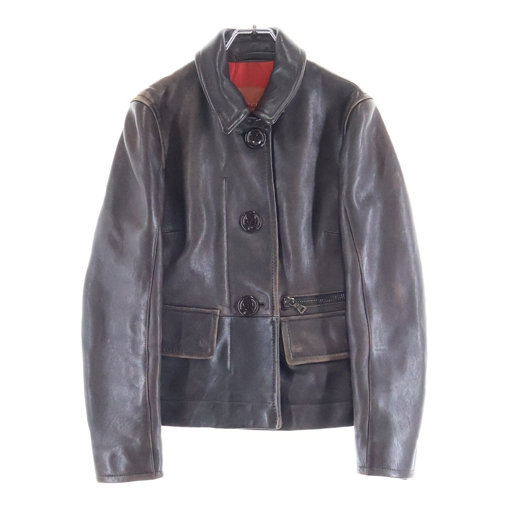 PRADA SPORT(プラダ スポーツ) Leather Jacket レザージャケット 裏地ナイロン ブラウン レディース