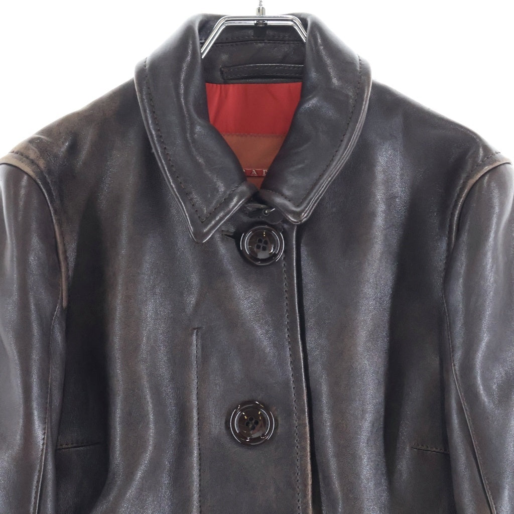 PRADA SPORT(プラダ スポーツ) Leather Jacket レザージャケット 裏地ナイロン ブラウン レディース