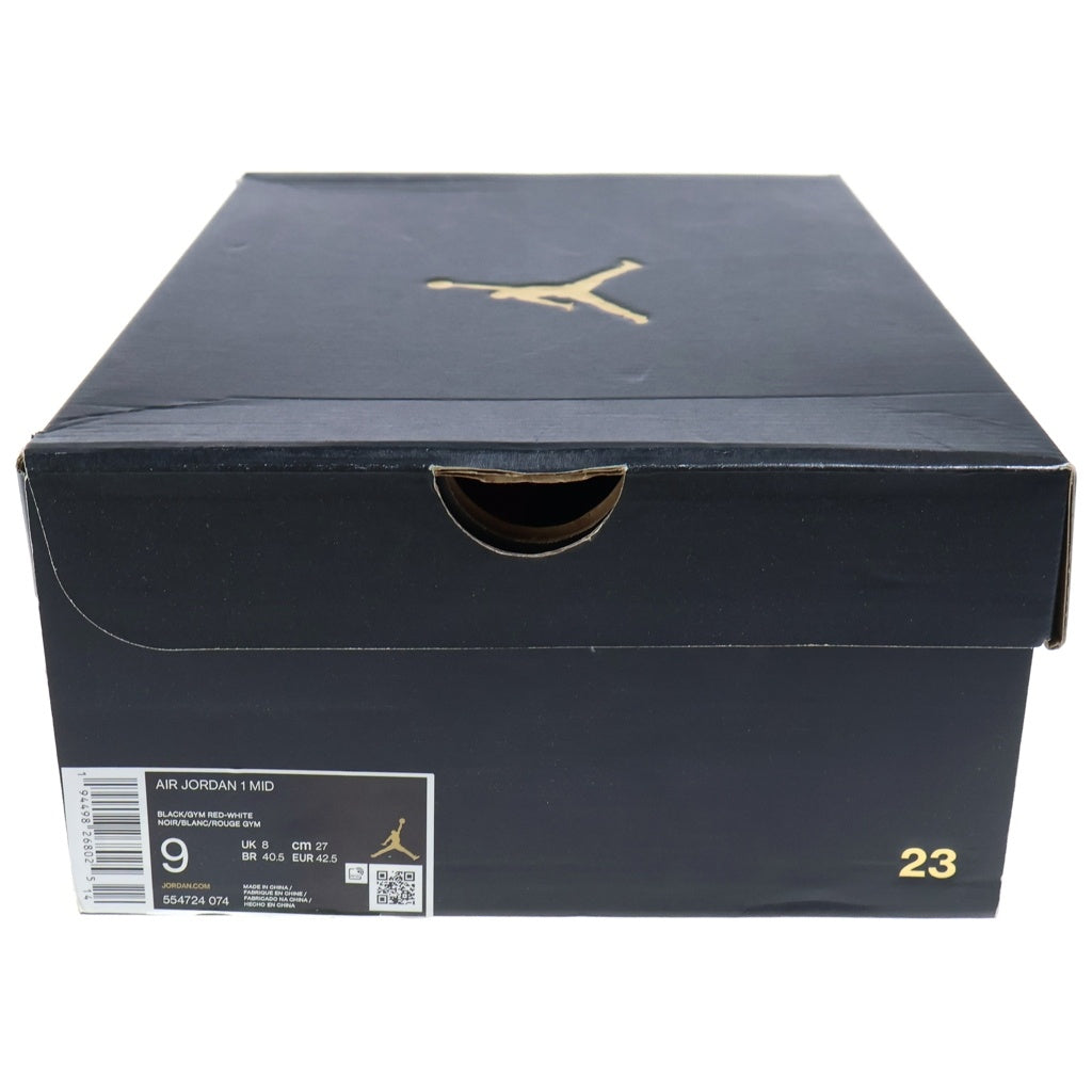 NIKE(ナイキ) AIR JORDAN 1 MID BRED 554724-074 エアージョーダン ブレッド ハイカットスニーカー ブラック/レッド US9/27.0cm