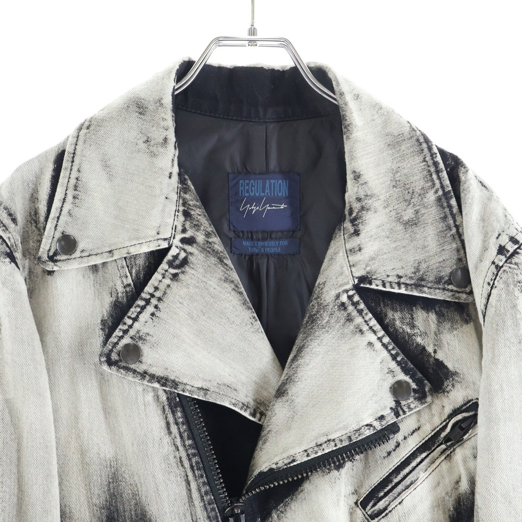 YOHJI YAMAMOTO REGULATION(ヨウジヤマモト レギュレーション) ブリーチデニム ライダースジャケット ブラック FMーJ56ー006