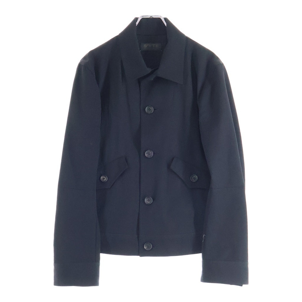 s'yte(サイト) WASHER FINISHED WOOL GABARDINE OPEN COLLAR SHORT BLOUSON ウールジャケット ブラック UY-Y02-101-1-01