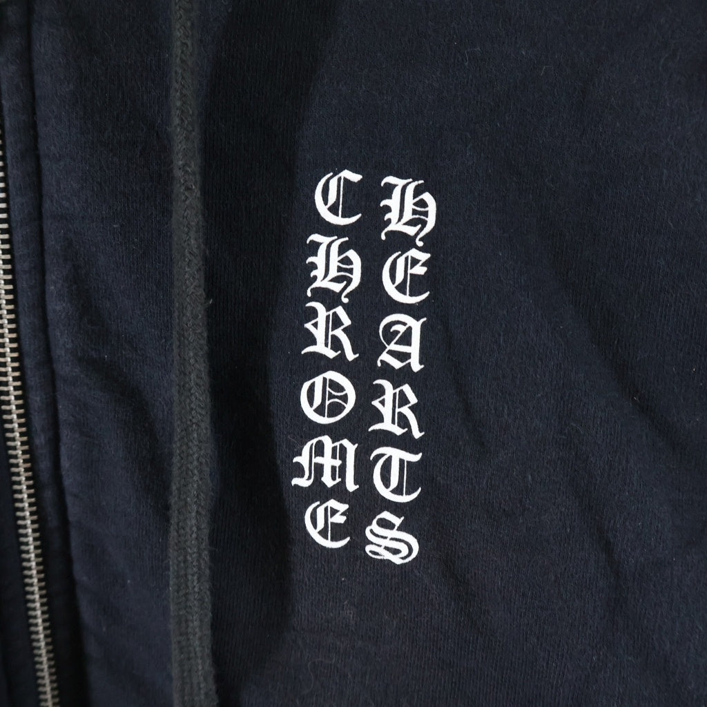 CHROME HEARTS(クロムハーツ) THERMAL SWTSHRT HD ZIP 裏地サーマル ロゴプリント ダガージップアップパーカー フーディー ブラック