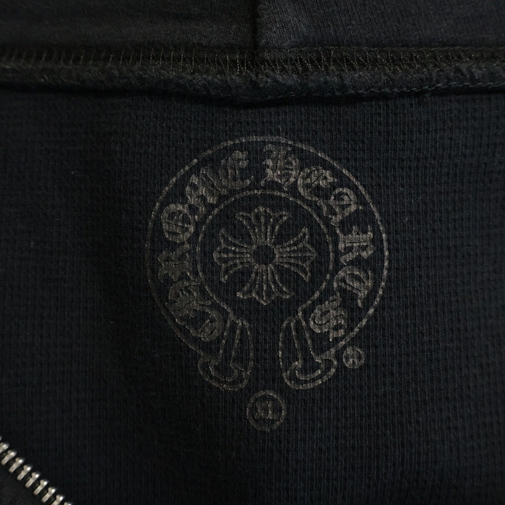 CHROME HEARTS(クロムハーツ) THERMAL SWTSHRT HD ZIP 裏地サーマル ロゴプリント ダガージップアップパーカー フーディー ブラック