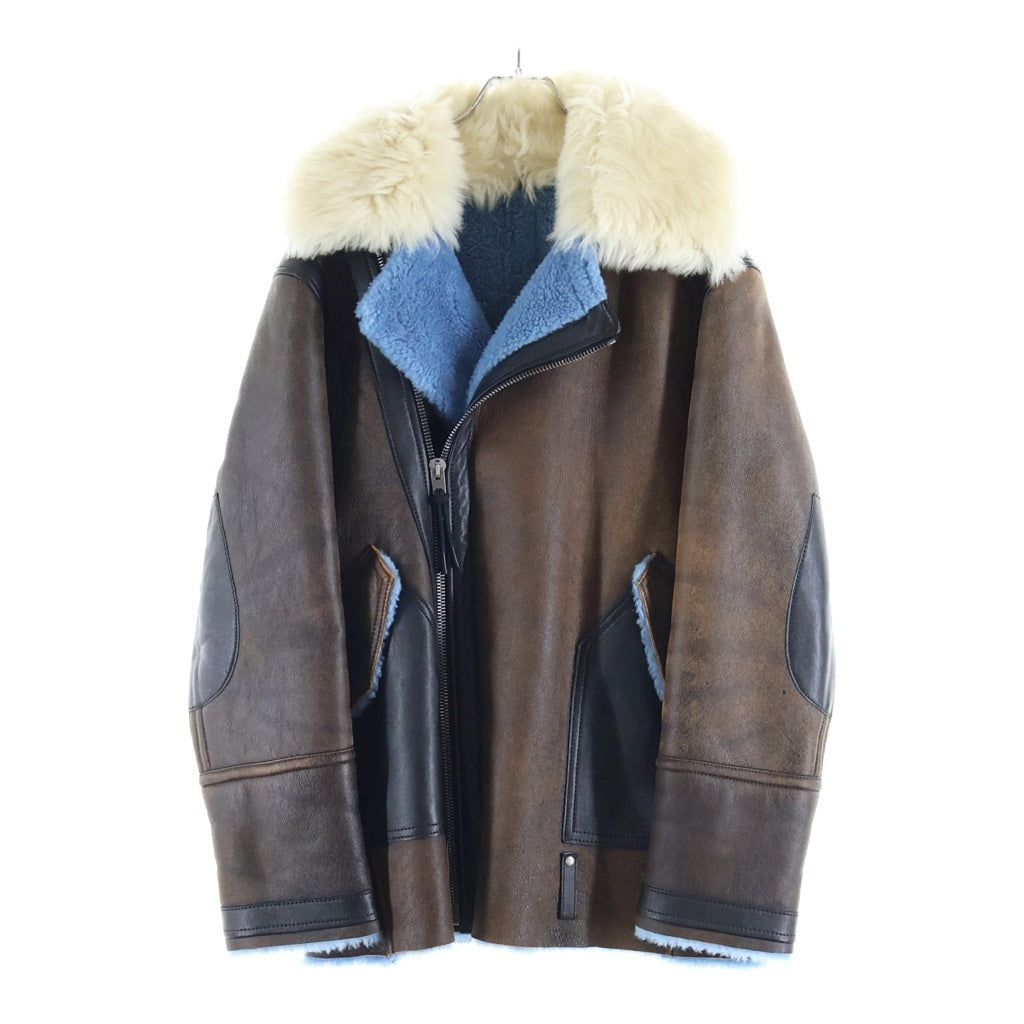 COACH(コーチ) Shearling Atiator Jacket シアリング アビエータージャケット ファー付き ブラウン/ブラック/ブルー 79056