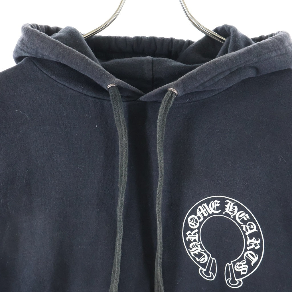 CHROME HEARTS(クロムハーツ) SWTSHRT PLVR 袖フローラル バックホースシュープリント スウェット プルオーバーパーカー ブラック