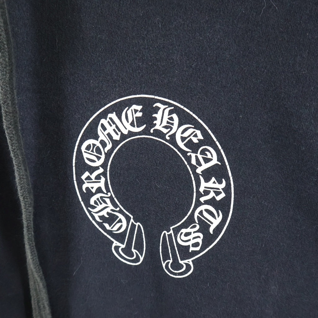 CHROME HEARTS(クロムハーツ) SWTSHRT PLVR 袖フローラル バックホースシュープリント スウェット プルオーバーパーカー ブラック