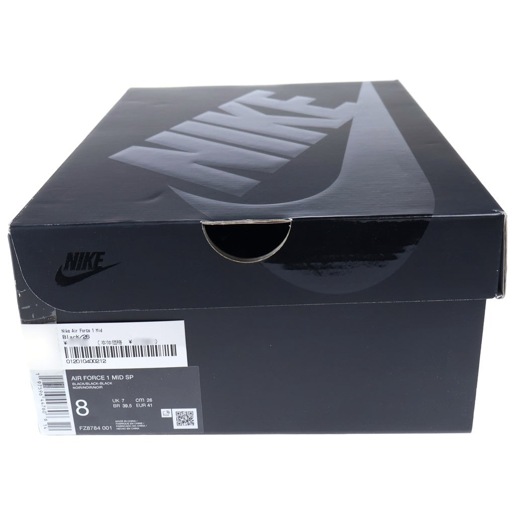 NIKE(ナイキ) ×SUPREME AIR FORCE 1 MID BLACK シュプリーム エアフォース1 ミッドカットスニーカー ブラック US8/26cm FZ8784-001