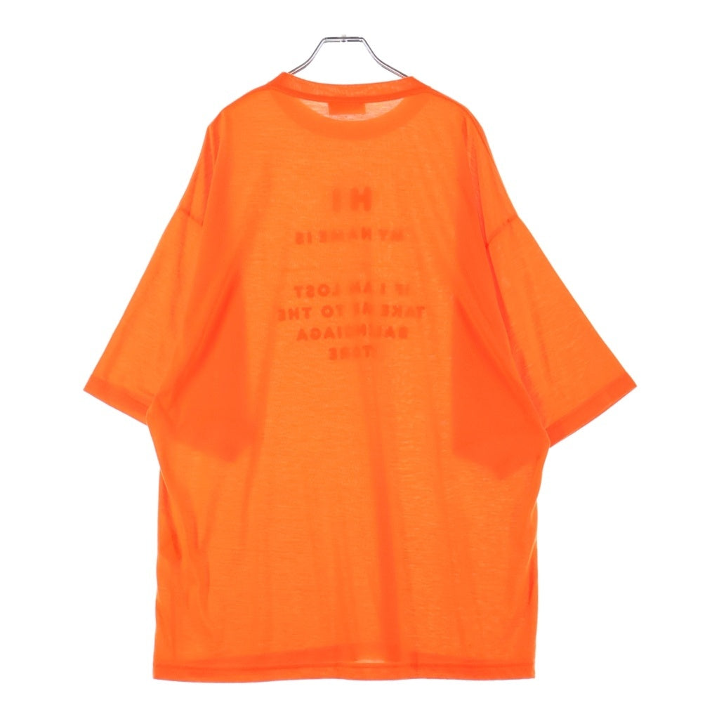 BALENCIAGA(バレンシアガ) 22SS UNIFIT HI MY NAME IS メッセージプリント グラフィックロゴ オーバーサイズ クルーネック 半袖Tシャツカットソー オレンジ 661715 TKVH5