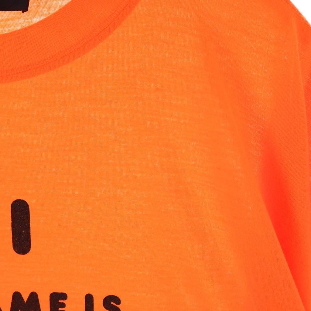BALENCIAGA(バレンシアガ) 22SS UNIFIT HI MY NAME IS メッセージプリント グラフィックロゴ オーバーサイズ クルーネック 半袖Tシャツカットソー オレンジ 661715 TKVH5