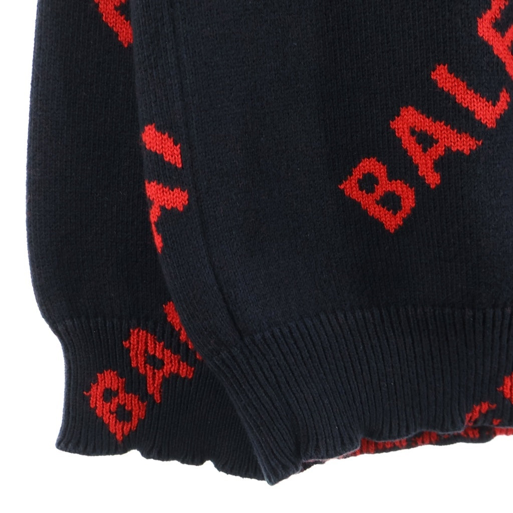BALENCIAGA(バレンシアガ) 20AW ALLOVER LOGO CREWNECK KNIT オーバーサイズ ロゴニット クルーネックセーター ブラック/レッド 625970 T3178
