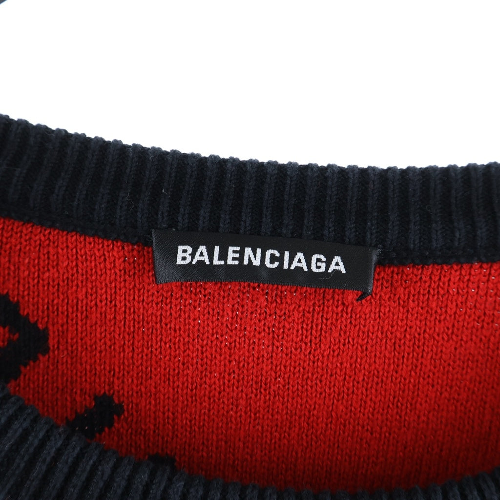 BALENCIAGA(バレンシアガ) 20AW ALLOVER LOGO CREWNECK KNIT オーバーサイズ ロゴニット クルーネックセーター ブラック/レッド 625970 T3178