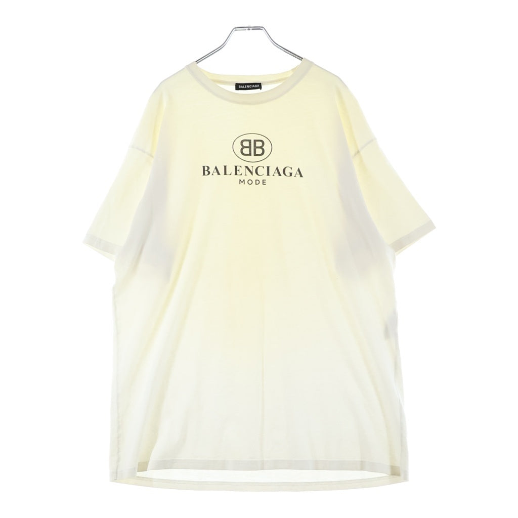 BALENCIAGA(バレンシアガ) 18SS BB MODE CREWNECK TEE BBロゴ プリント半袖Tシャツ カットソー ホワイト 492258 TYK23
