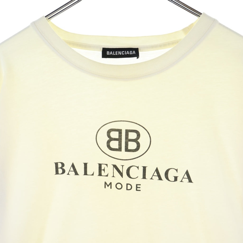 BALENCIAGA(バレンシアガ) 18SS BB MODE CREWNECK TEE BBロゴ プリント半袖Tシャツ カットソー ホワイト 492258 TYK23