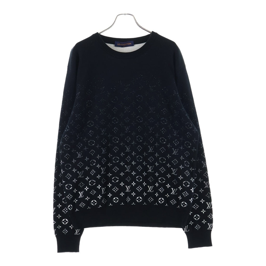 LOUIS VUITTON(ルイヴィトン) 20AW GRADIENT MONOGRAM KNIT グラデーション モノグラム総柄 クルーネックニットセーター ブラック RM202 USO HJN87W