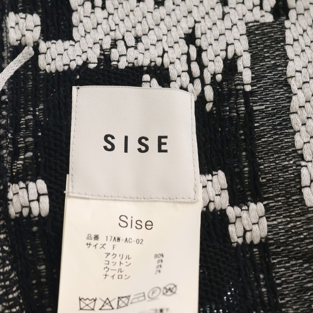 SISE(シセ) 17AW アクリル ジャガード織り 大判フリンジストール ブランケット グレー 17AW-AC-02