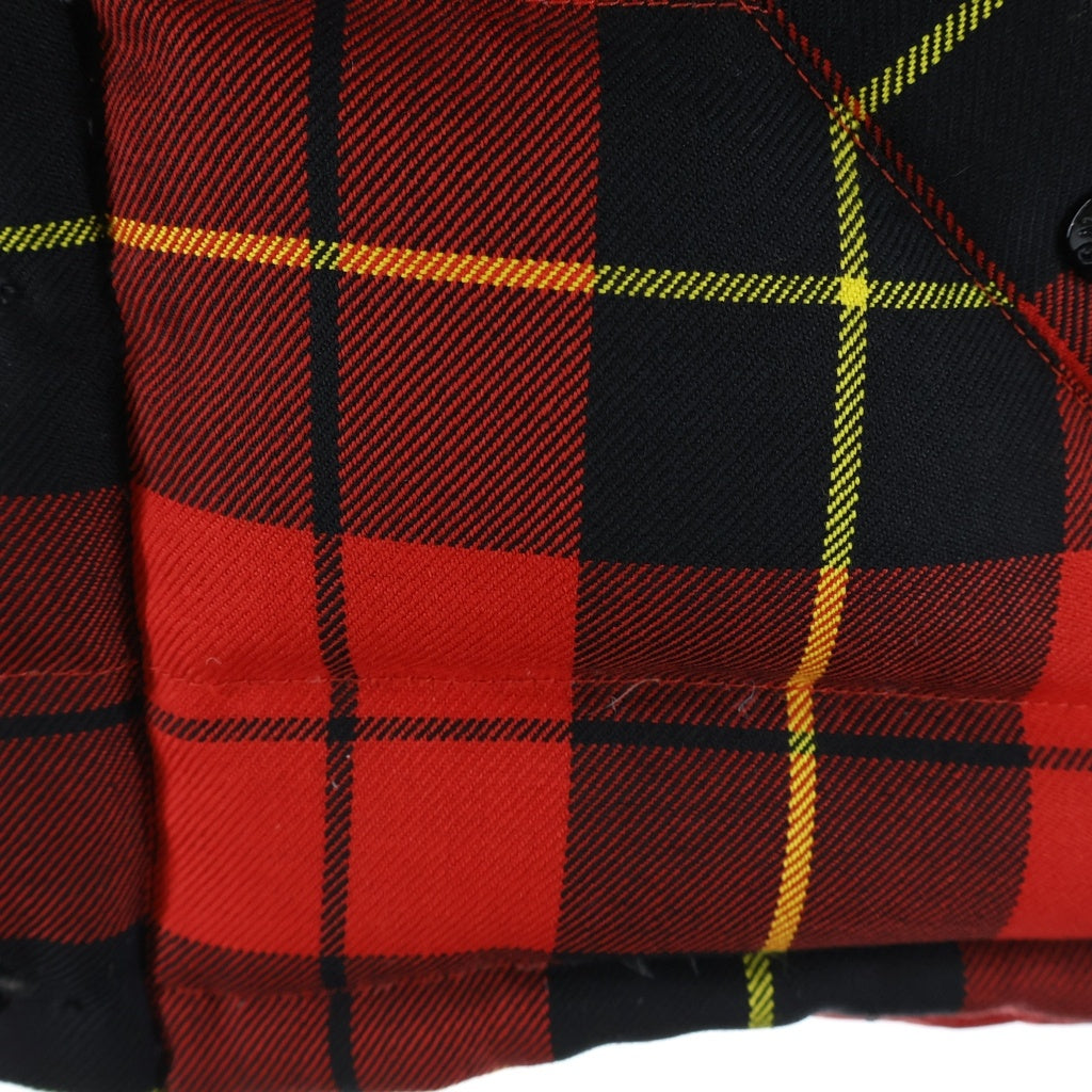 MONCLER(モンクレール) LIBERRATION タータンチェック柄 フード付き ダウンベスト レッド