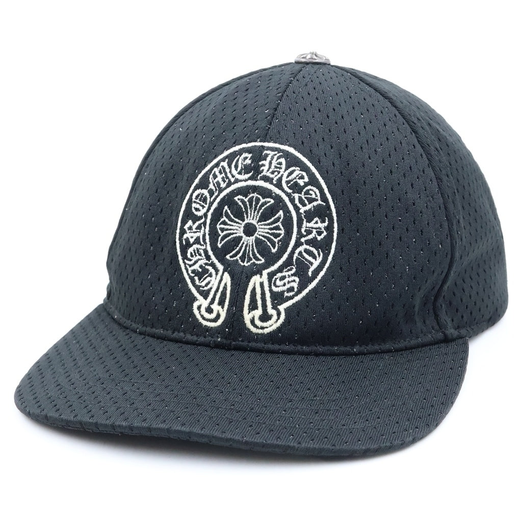 CHROME HEARTS(クロムハーツ) MESH CAP ホースシュー刺繍 スクロールラベル メッシュキャップ 帽子 ブラック