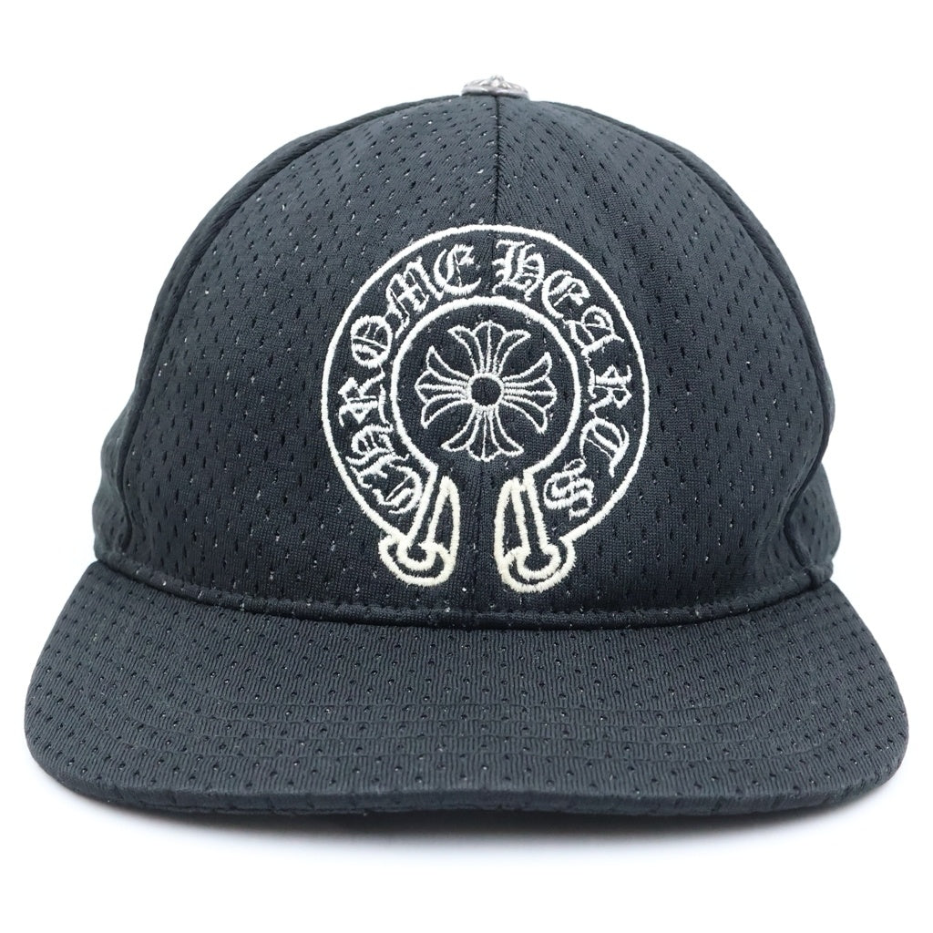 CHROME HEARTS(クロムハーツ) MESH CAP ホースシュー刺繍 スクロールラベル メッシュキャップ 帽子 ブラック