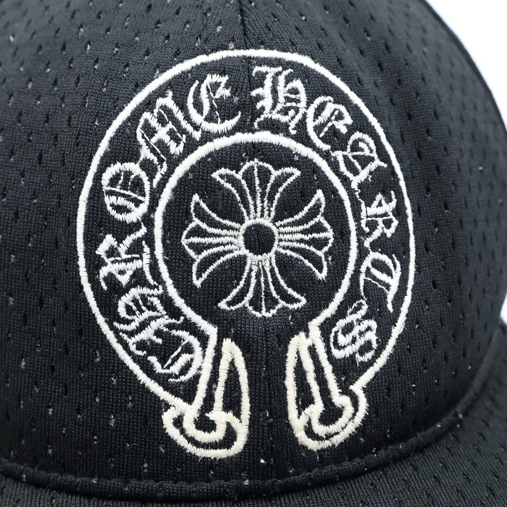 CHROME HEARTS(クロムハーツ) MESH CAP ホースシュー刺繍 スクロールラベル メッシュキャップ 帽子 ブラック