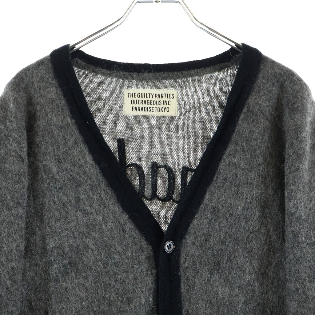 WACKO MARIA(ワコマリア) 16AW WOOL CARDIGAN ウールカーディガン ギルティーパーティー バック刺繍 グレー/ブラック 16FW-WMK-KN21
