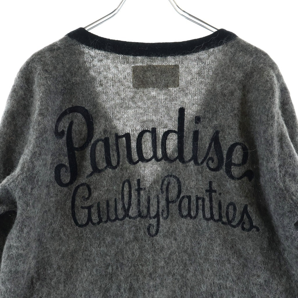 WACKO MARIA(ワコマリア) 16AW WOOL CARDIGAN ウールカーディガン ギルティーパーティー バック刺繍 グレー/ブラック 16FW-WMK-KN21